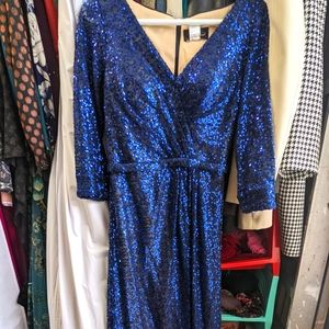 La Femme Blue Sequin evening Gown